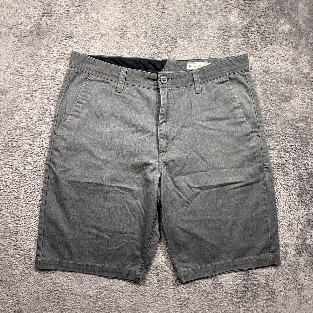 Volcom Frikin Mens Chino Shorts Gray 36 Cotton Blend Skate Casual Streetwear